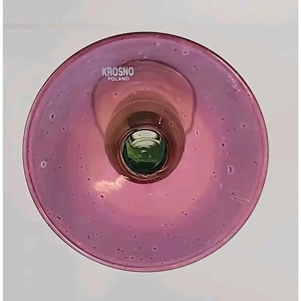Krosno Poland Candlestick Iridescent Hand-Blown Glass w Sticker 6